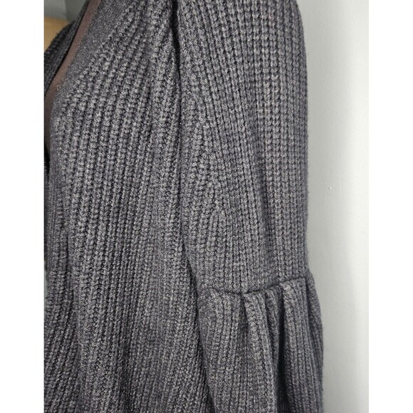 Anthropologie KNITTED & KNOTTED Posie Cardigan Lrg Gray Elbow Balloon Sleeve - Picture 4 of 11